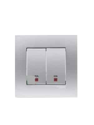 Công tắc đôi 2 cực (đèn báo + earth) KB32D20NE_AS
