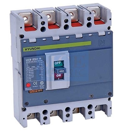 Aptomat MCCB chỉnh dòng Hyundai HMG125H 4P (F), 100-125A, 38kA